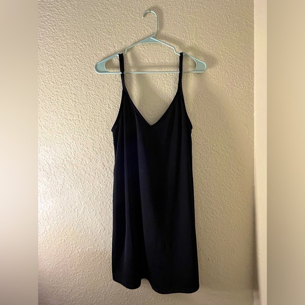 simple black zara slip dress